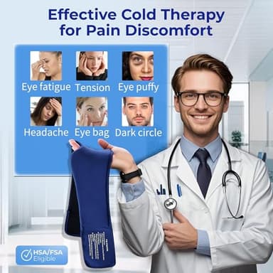 Cooling Gel Eye Mask Sleep: FSA -HSA Eligible, Cold Compress for Puffy Eyes & Migraine Relief - Reusable Gel Sleeping Mask for Dark Circles & After Surgery, Flexible Ice Pack for Eyes, Face(Blue) - Image 2
