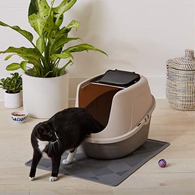Amazon Basics No-Mess Hooded Enclosed Cat Litter Box, Large, Multicolor, 24 in x 18 in x 17 in - Image 6