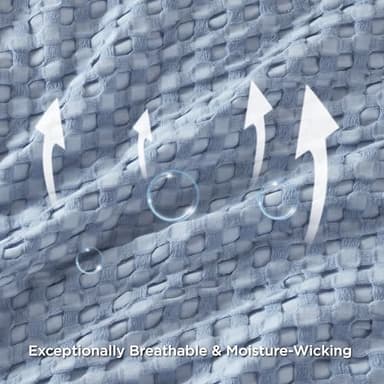 Bedsure Cooling Cotton Waffle Oversized King Blanket - Lightweight Breathable Rayon Derived from Bamboo for Hot Sleepers, Luxury Throws for Bed and Sofa, Sky Blue, 120x96 Inches - Image 8