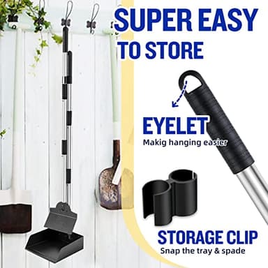 Dog Pooper Scooper,Tray and Spade Set Poop Scooper for Dogs, Adjustable Long Handle Metal Pooper Scooper with Bin for Pet Waste Removal, No Bending Clean Up for Medium and Large Dogs - Image 8