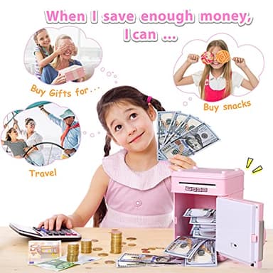 Kids Piggy Bank for Girls - Toys for 5 6 7 8 9 10 Year Old Girl Birthday Gifts - Electronic Piggy Bank ATM Machine Money Safe for Kids Toys Age 6-8-10 - Image 2