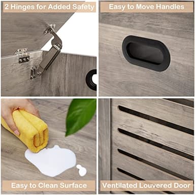 DINZI LVJ Storage Chest, 39.4”Wooden Toy Box with 2 Safety Hinges, Retro Entryway Shoe Storage Bench with Flip-Top, Sturdy Large Storage Trunk for Living Room, Bedroom, Easy Assembly, Greige - Image 9