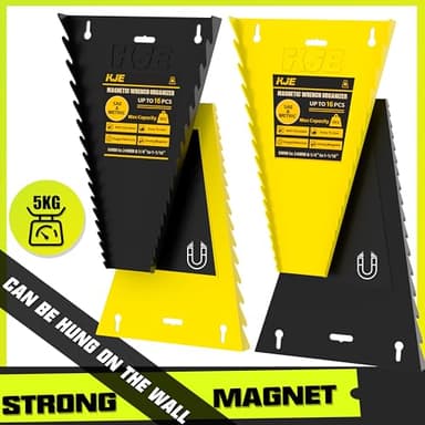KJE 4Pack Magnetic Wrench Organizer, 64-Slot Wrench Rack Tool Trays, Magnetic Wrench Set Holder SAE(1/4" - 1-1/16") and Metric(6MM-24MM) - Image 4