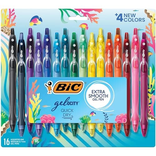 BIC Gelocity Quick Dry Ocean Themed Gel Pens, Medium Point (0.7mm), 16-Count Gel Pen Set, Colored Gel Pens for Note Taking and Journaling - Image 1