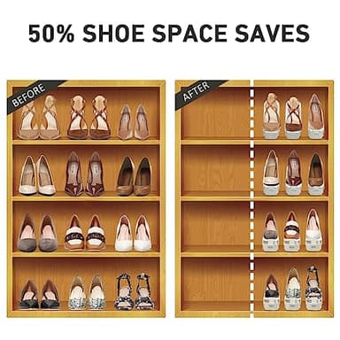 NVGSN Shoe Slots Organizer 20 Pack - Shoe Stackers, Space Savers 50%, 4 Levels Adjustable, Double Layer Holders for Closet, White - Image 2