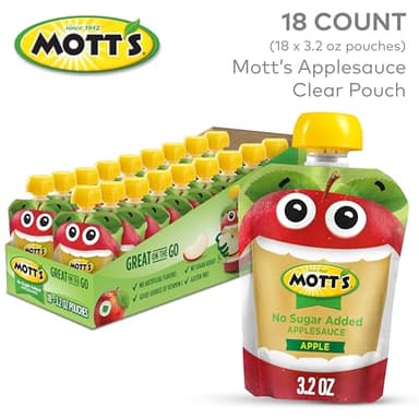 Mott's No Sugar Added Applesauce, 3.2 oz clear pouches, 18 pack - Image 3