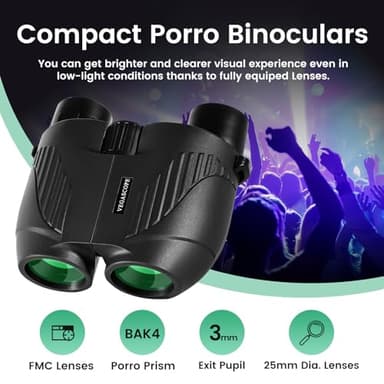 Binoculars for Adults and Kids, 20x25 High Powered Fully Multi-Coated Lenses, BAK 4 Compact Waterproof Binocular, Essential Pocket Binoculars with Low Light Vision for Bird Watching, Outdoor Hunting - Image 4