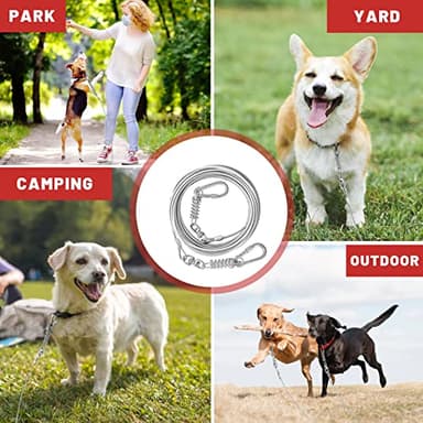 HaiYUAN Dog Tie Out Cable 10/15/20/25/30FT Dog Run Cable Rosy Pink/Blue/Purple/Silver/Red/Green/YellowTie Out Cable for Large Dogs Heavy Duty for Outside Hold Large Dogs Up to 250LBS - Image 7