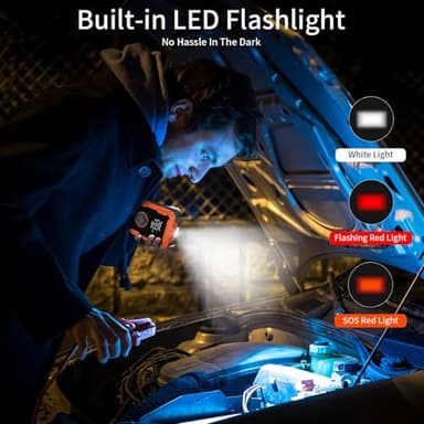 Lazyshine Portable Air Pump for Car Tires, 150 PSI Tire Inflator Cordless with LED Light, Rechargeable Auto Shut-off Air Compressor 2X Fast Inflation Tire Pumps for Car Bike Motorcycle Ball - Image 6