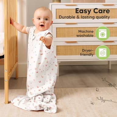 2-Pack Baby Sleep Sacks, Zipper Wearable Blanket - 0.5TOG Organic Cotton,Lightweight,Soft Cozy Toddler Sleeping Sack 6-12 months,Easy to Wear Large Newborn Transition Swaddles Sleepsacks (Butterflies) - Image 8