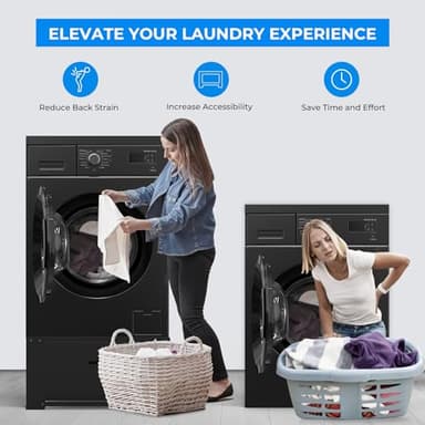 MATALDE 29" Washer Dryer Pedestal with Drawer - 2 Pack Laundry Pedestals for Washer and Dryer Stand, Steel Washing Machine Stand Raiser, 14.3'' Height Black - Image 2