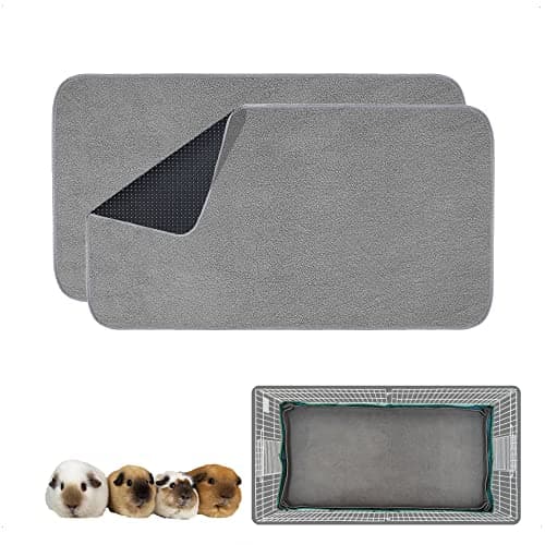 GINIDEAR Guinea Pig Cage Liner, 2 Pack - Washable, Reusable, Leakproof Fleece Bedding Pads for Small Animals with Anti-Slip Bottom - for Midwest Cage 24''X47'' Area, Gray - Image 1