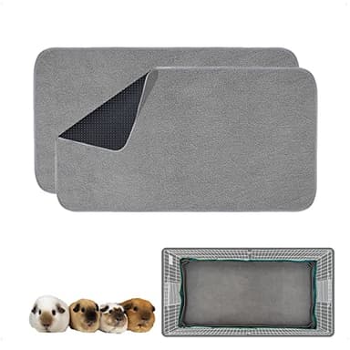 GINIDEAR Guinea Pig Cage Liner, 2 Pack - Washable, Reusable, Leakproof Fleece Bedding Pads for Small Animals with Anti-Slip Bottom - for Midwest Cage 24''X47'' Area, Gray - Image 1