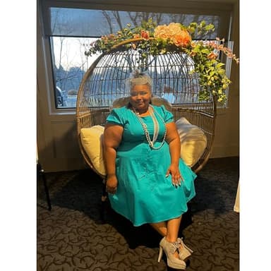 tagunop Women's Boatneck Vintage 1950s Cocktail Party Dress with Puff Sleeves Turquoise L - Image 5