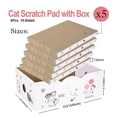 5 Packs in 1 Cat Scratch Pad with Box, Cat Scratcher Cardboard,Reversible,Durable Recyclable Cardboard, Suitable for Cats to Rest, Grind Claws and Play with Scratch Box - Image 3