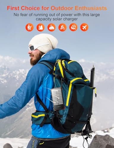 MINRISE Solar Charger Power Bank, 40000mAh Portable Charger PD 20W Fast Charging Solar Power Bank Built in 4 Cables and USB-C in/Output, Camping Essentials External Battery Pack with Flashlights - Image 7