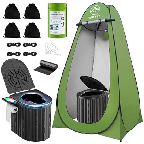 Camping Toilet with Pop-Up Privacy Tent and Liquid Waste Gel, Portable Toilet for Camping with Large Tent, Ergonomic Potty Provides Enhanced Comfort, Suitable for All Ages - Image 1