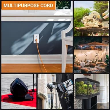 UBOORY Outdoor Extension Cord Waterproof 50 FT, Orange 14/3 SJTW Heavy Duty, Flexible 100% Copper 3 Prong Extension Cord for Lawn, Garage,UL Listed - Image 4