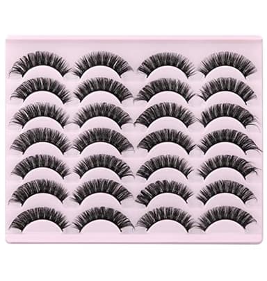 False Eyelashes Russian Strip Lashes Volume Fake Eyelashes Extension D-Curly Wispy Handmade Soft Reusable 14 Pairs Lashes Pack - Image 8