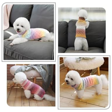 YUDODO Dog Sweater for Small Dogs Colorful Knitted Puppy Sweater Pet Dog Winter Clothes Warm Sweater for Yorkies Chihuahua(Large,Gradient Brown) - Image 5