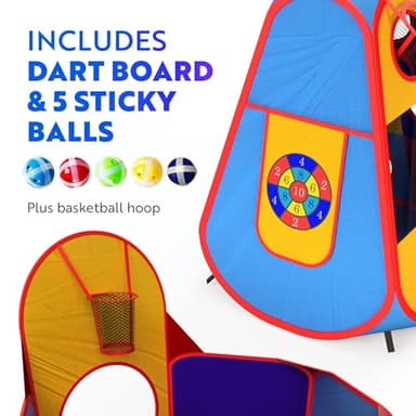 Playz 5pc Kids' Play Tents & Tunnels - Ball Pit for Toddlers, Basketball Hoop, Crawling Tubes, Pop-Up Playhouses, Baby Obstacle Course for Indoor or Outdoor Use - Image 6