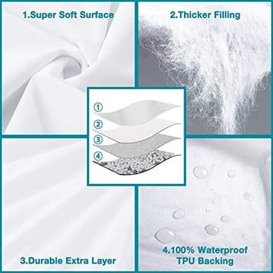Lunsing 2 Pack Waterproof Twin Mattress Protector, Noiseless, Breathable, and Soft Twin Size Mattress Pad Cover with 6-16 inches Deep Pocket, White - Image 2