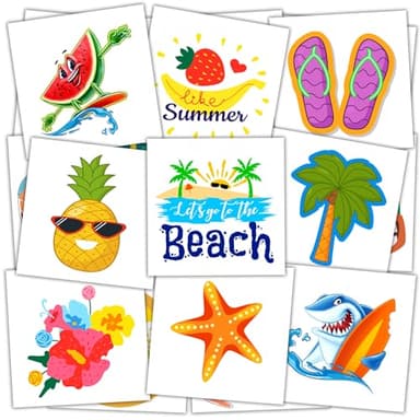 JCFIRE Summer Pool Beach Party Favors Kids Tattoos, 102 Styles Larger Tropical Hawaiian Luau Themed Temporary Tattoos for Kids Teens Adult, Waterproof Summer Stickers Party Decorations Supplies - Image 1