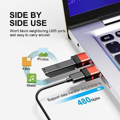 BaseNew USB to USB C Adapter 6 Pack,USB A to USB C Adapter,USBA Male OTG Adapters,USBA to USBC Converter for iPhone 16 15 14 13,MacBook,iPad,AirPods,Charger,Red - Image 3