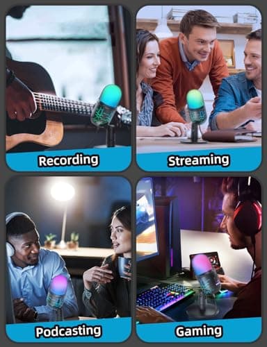 MRSDY Gaming Microphone, USB Computer Microphone for PC, Mac, PS4/5, Condenser Podcast Mic for Studio Recording, YouTube, Streaming, with Headphone Jack, Led Light, Mute, Gain, Noise Cancellation - Image 8