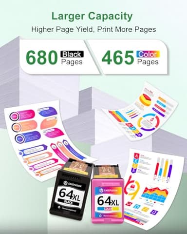 EaseFusion 64XL Black and Color Ink Cartridge Remanufactured Replacement for HP Ink 64 HP64 HP64XL Combo Pack Compatible with HP Envy Photo 7800 7855 7858 7100 7155 6200 6255 Tango X Series Printers - Image 5