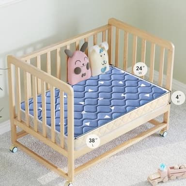 Premium Foam Mini Crib Mattress 38“ x 24” x 4”, Dual Sided with Soft Breathable Fabric, Noiseless and Odorless, Comfortable and Firm, Fits Most Mini Cribs (Does Not Fit Playard or Standard Crib) - Image 2