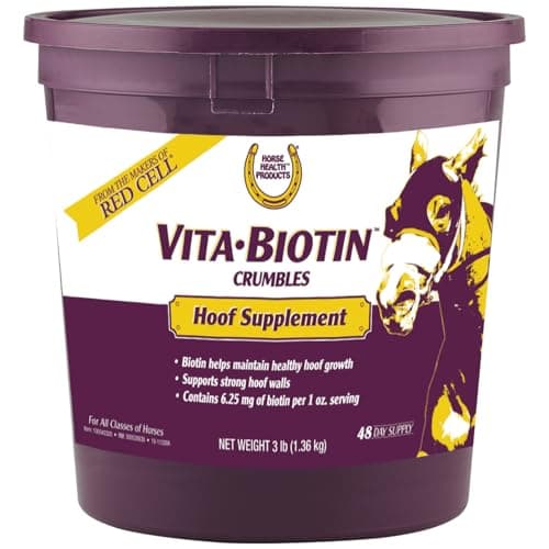 Horse Health Vita Biotin Crumbles horse hoof Supplement, Helps maintain healthy, sound hooves and strong hoof walls, 3 lbs., 48 day supply - Image 1
