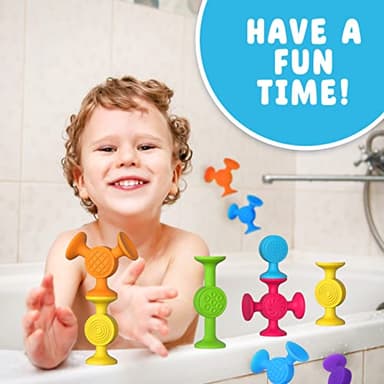 Textured Suction Bath Toys for Toddlers: 30 Pcs Silicone Baby and Toddler Sensory Fine Motor Toys - Great for Autism/ADD/ADHD - Christmas Stocking Stuffers Indoor Outdoor Travel - Image 3