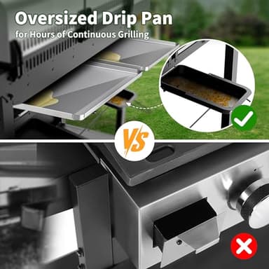 Brand-Man Griddle Grill Combo 6-Burner, 2 in 1 Versatile Propane Gas Grill and Griddle with Double Stainless Steel Lids, BBQ Combo for Outdoor Kitchen & Backyard Barbecue Cooking - Image 6