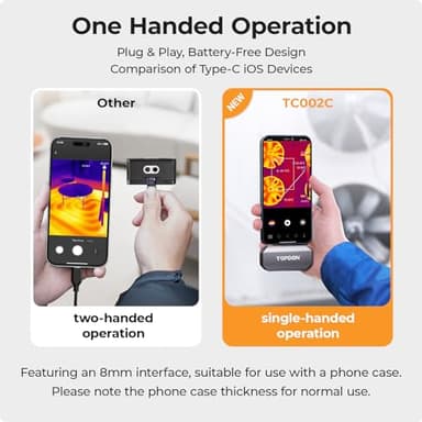 TOPDON TC002C Thermal Camera, 512 x 384 Super Resolution, 256 x 192 IR Resolution, Thermal Imager for iPhone 15/16 Series and iPads with Type-C Port, -4°F~1022°F Temp Range, Upgraded Version of TC002 - Image 4