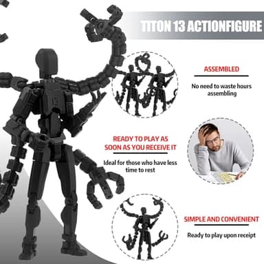 PkghoKids Assembly Completed 7.2inch T13 Action Figure 3D Printed Multi-Jointed Movable T13 Nova 13 Robot 13 Action Figure Desktop Decorations for Game Lovers (Black2) - Image 2