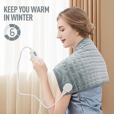 Heating Pad for Back Pain Relief & Cramps, KOT Heating Pads with Auto Shut Off Large, 6 Heat Settings Electric Heated Pad, Gifts for Women, Gifts for Men, 12" x 24" - Image 7