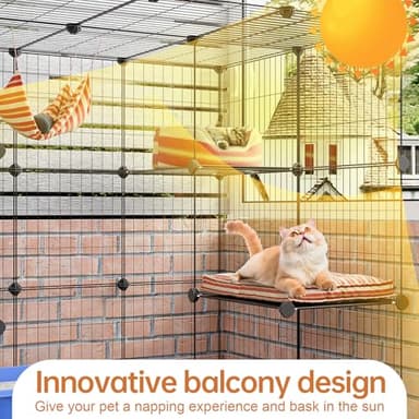 Oneluck 3-Tier Cat Cages Indoor Enclosure DIY Cat Playpen Catio Detachable Metal Wire Kennels Cats Crate Large Extra Exercise Place Ideal for 1 Cat,35.4 Inches - Image 4