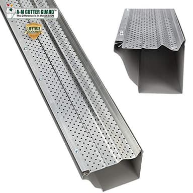 A-M Gutter Guard - Heavy Duty Lifetime Quality Aluminum Leaf & Debris Protection for 5-inch and 6-inch (5 Inch-200 Feet, Mill Finish) - Made in The USA - Image 1