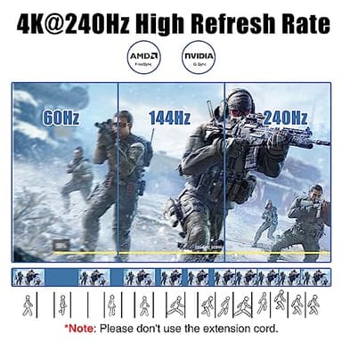 Ciwoda DisplayPort 2.1 Cable 6ft, Nylon Braided 16K DP 2.0 Cable Support 80Gbps, 16K@60Hz, 10K@60Hz, 8K@120Hz, 4K@165Hz 240Hz, Dynamic HDR for Gaming Monitor, TV - Image 3