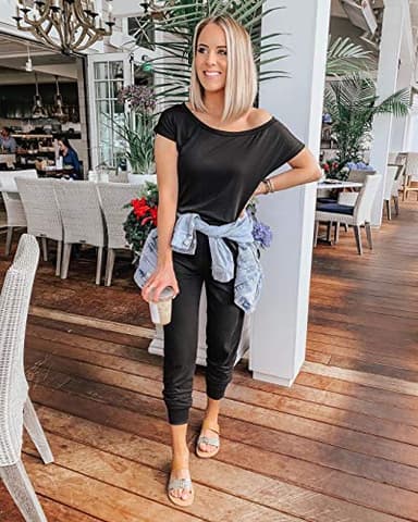 PRETTYGARDEN Jumpsuits for Women 2025 Summer Dressy Off Shoulder Romper Spring Vacation Travel Lounge Outfits Clothes (Black,X-Large) - Image 5