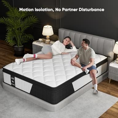 14 Inch Mattress Queen Size - 2025 Upgraded Hybrid Cooling Gel Memory Foam & Pocket Coils, Medium Firm Mattress in a Box for Back Neck Pain Relief, Motion Isolation, Edge Support, Breathable, White - Image 7