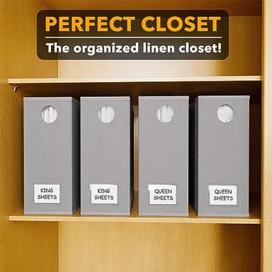 SpaceAid 4 Pack Bed Sheet Organizers and Storage, Foldable Organizer for Linen Closet, Sheets Set Folder Keeper with Window XL (Queen & King Size) Organizing Bedding Container, Gray 91ZDSN-SL01-G4 - Image 5