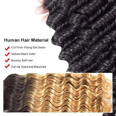 LUXEDIVA 12A Deep Wave Bundles Human Hair 16 18 20 Inchs Human Hair Bundle 100% Unprocessed Brazilian Curly Wet Wavy Texture 3 Bundles Deep Wave Natural Black - Image 5