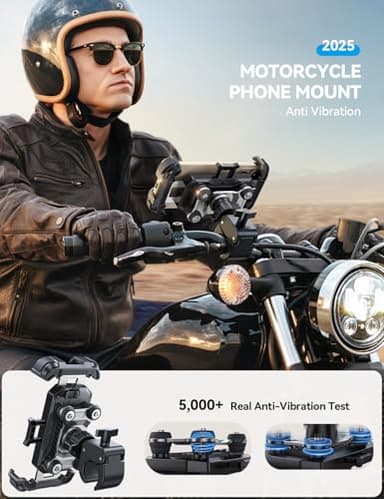 JOYROOM Motorcycle Phone Mount Holder - [Dual Vibration Dampener] 150mph Anti-Shock Phone Holder for Motorcycle [Upgrade Metal Handlebar Clamp] - Bicycle Bike Phone Holder Mount for 4.7-7" Cell Phones - Image 6