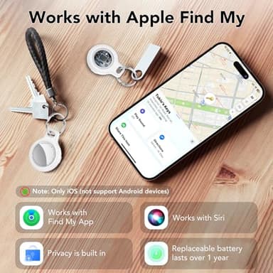 Tracker Tags (White) 4-Pack, Bluetooth Tracker Work with Apple Find My (iOS Only), Key Finder and Item Locator Smart Tag with Protective Case/Key Ring/Lanyard, Tracker Tag for Keys/Luggage/Wallet - Image 3