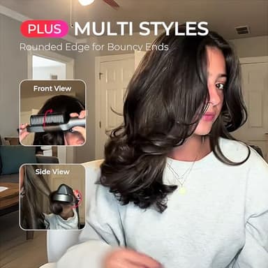 TYMO Ring Plus Ionic Hair Straightener Brush - Straightening Comb with Negative Ions for Women, Titanium Coating, 9 Temp Settings & LED Display, Dual Voltage, Professional Styling Tools - Image 6