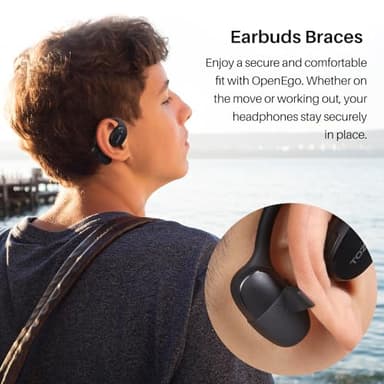 TOZO OpenEgo Open Ear Earbuds Bluetooth Headphones, 80Hrs Playtime Wireless Earbuds with Earhooks, Digital Display, 32 EQ Modes, Clear Call, Comfortable Wear, Sweat-Proof for Running Workout Black - Image 8