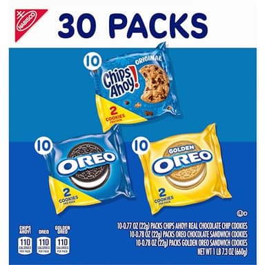 Nabisco Sweet Treats Cookie Variety Pack OREO, OREO Golden & CHIPS AHOY!, 30 Snack Packs (2 Cookies Per Pack) - Image 12