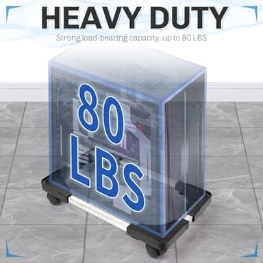 Liitrton Mobile CPU Stand Adjustable Computer Tower Stand with 4 Caster Wheels Fits Most PC (Black) - Image 5